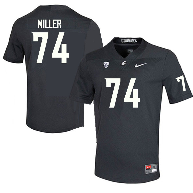 Men #74 Zack Miller Washington State Cougars College Football Jerseys Sale-Charcoal
